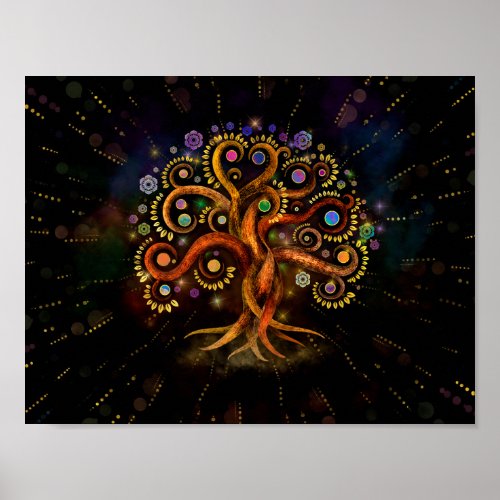 Tree of Life _ Yggdrasil _ Rainbow Swirl Poster