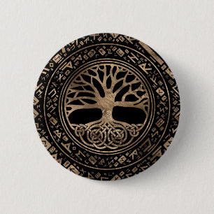 Tree of life -Yggdrasil Runic Pattern Button