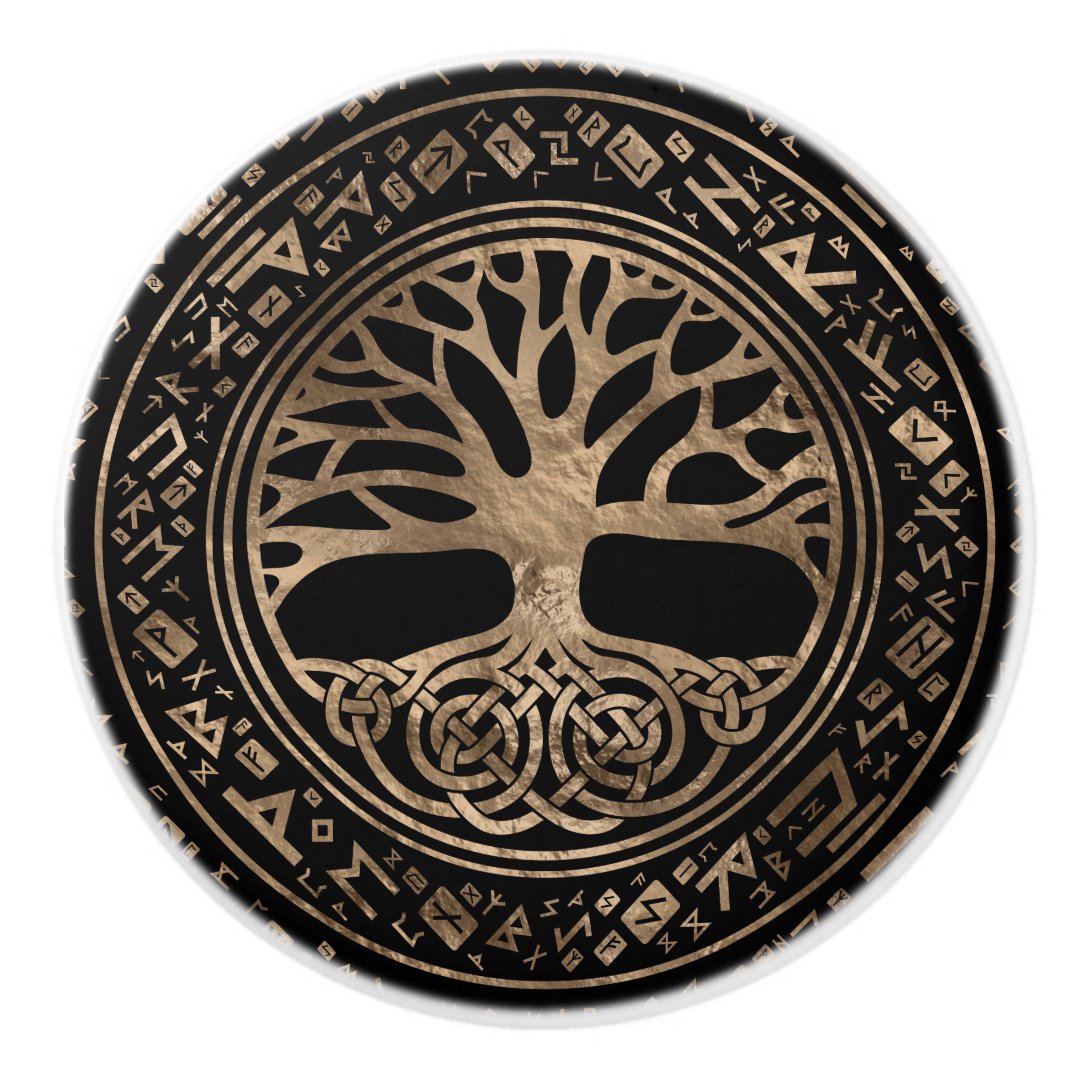 Tree Of Life Yggdrasil Runic Pattern Ceramic Knob Zazzle 3697