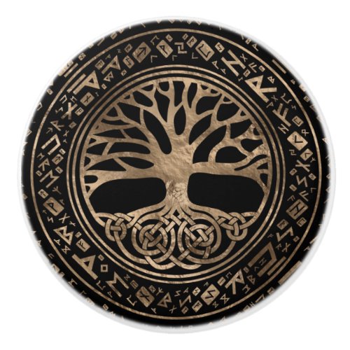 Tree of life _Yggdrasil Runic Pattern Ceramic Knob