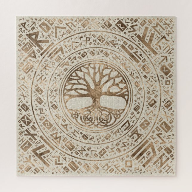 Tree of life -Yggdrasil Runic Pattern Jigsaw Puzzle (Vertical)