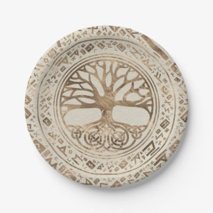 Tree of life -Yggdrasil Runic Pattern Paper Plates