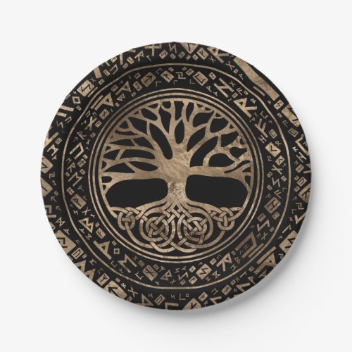 Tree of life _Yggdrasil Runic Pattern Paper Plates