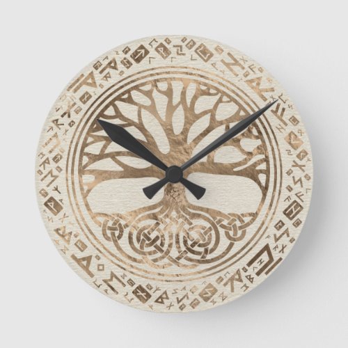 Tree of life _Yggdrasil Runic Pattern Round Clock