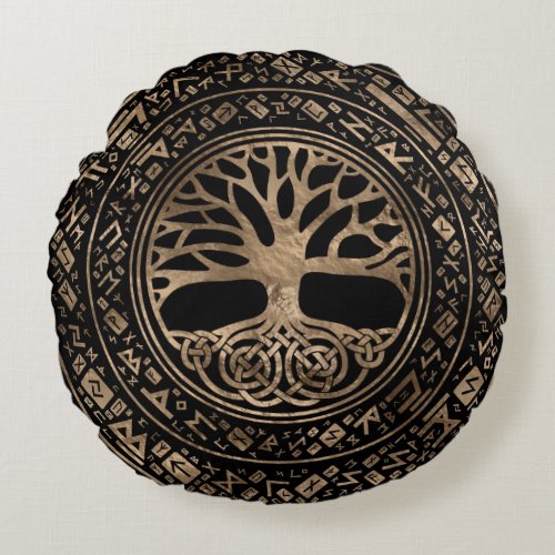 Tree of life _Yggdrasil Runic Pattern Round Pillow
