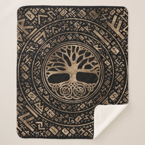 Tree of life _Yggdrasil Runic Pattern Sherpa Blanket