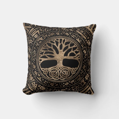 Tree of life _Yggdrasil Runic Pattern Throw Pillow
