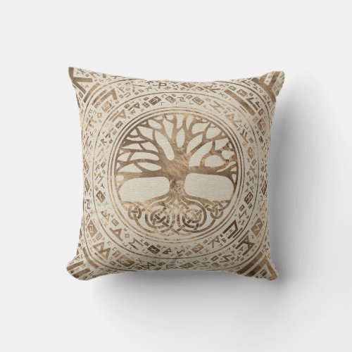 Tree of life _Yggdrasil Runic Pattern Throw Pillow