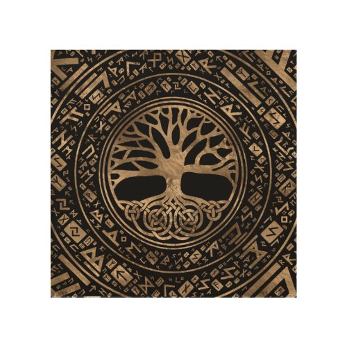 Tree of life _Yggdrasil Runic Pattern Wood Wall Art