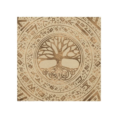 Tree of life _Yggdrasil Runic Pattern Wood Wall Art