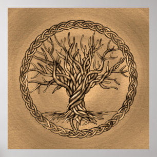 Tree of life -Yggdrasil -Sepia Canvas Poster