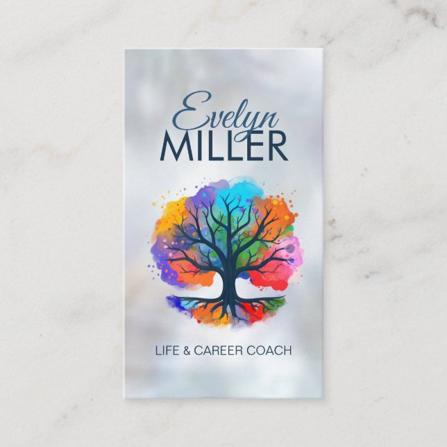 Tree of life - Yggdrasil - Watercolor ink Business Card (Front)