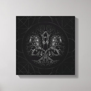 Tree of life -Yggdrasil with ravens Canvas Print