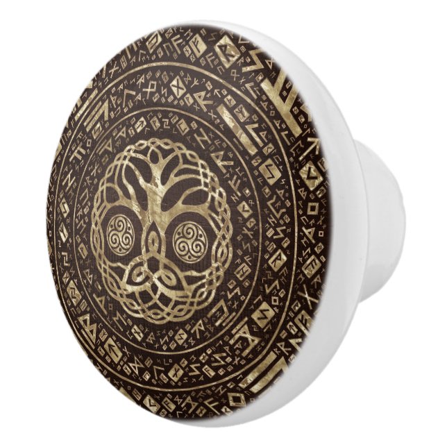 Tree of life -Yggdrasil with Trinity Knot Ceramic Knob (Right)