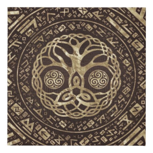 Tree of life _Yggdrasil with Trinity Knot Faux Canvas Print