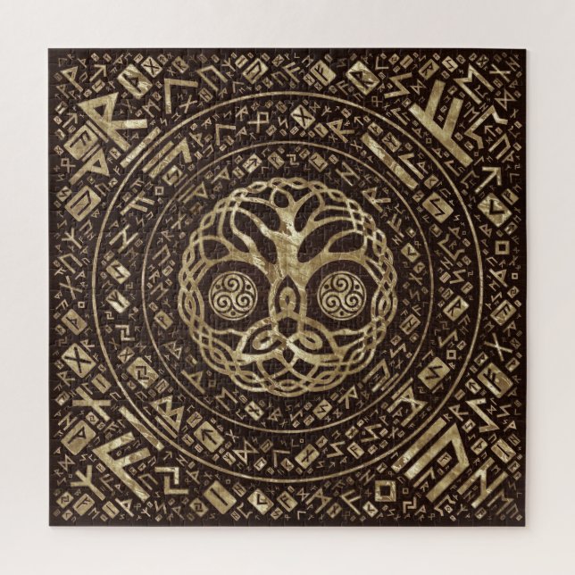 Tree of life -Yggdrasil with Trinity Knot Jigsaw Puzzle (Vertical)