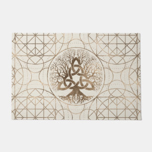 Tree of life -Yggdrasil with Triquetra Pastel gold Doormat