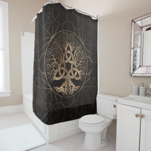 Tree of life _Yggdrasil with Triquetra Shower Curtain