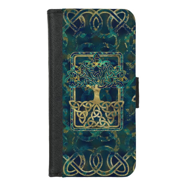 Tree of life - Yggdrasil with Triquetra  symbols iPhone Wallet Case (Front)