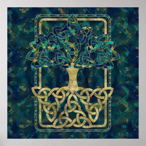 Tree of life _ Yggdrasil with Triquetra  symbols Poster