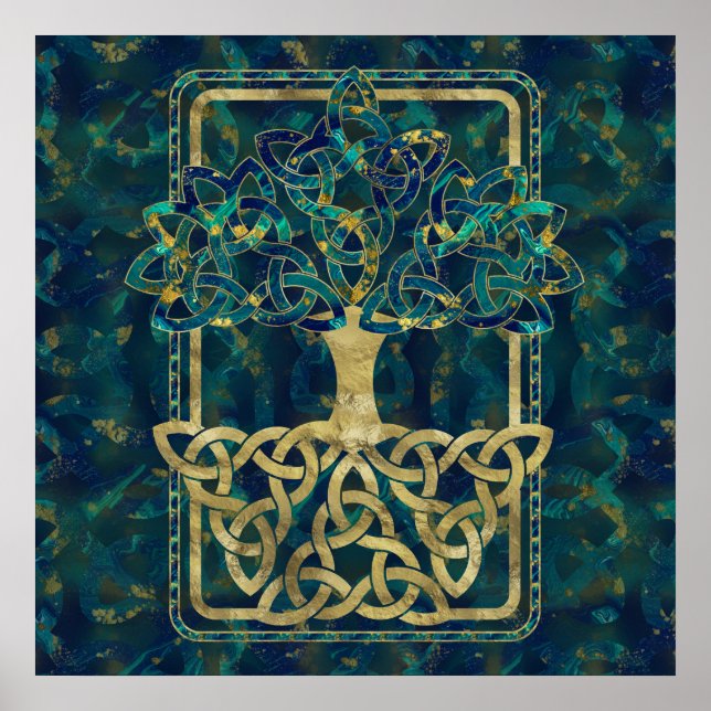 Tree of life - Yggdrasil with Triquetra  symbols Poster (Front)