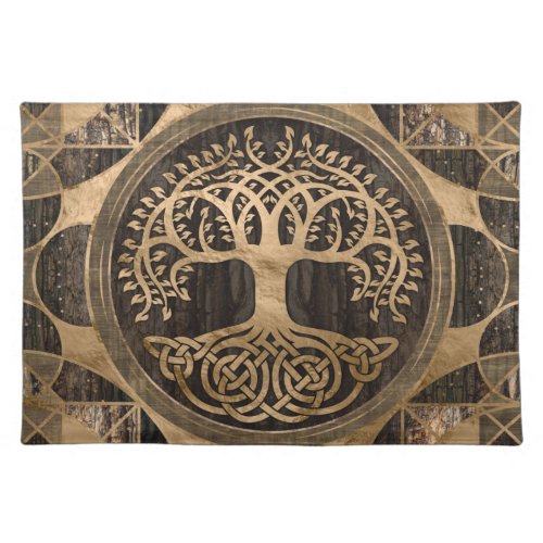 Tree of life _Yggdrasil _ Wood Bark and Gold Cloth Placemat