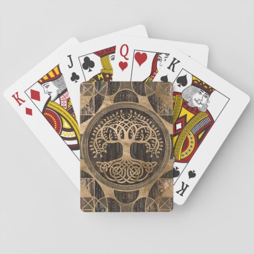 Tree of life _Yggdrasil _ Wood Bark and Gold Playing Cards