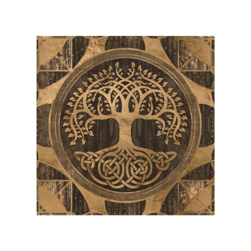 Tree of life _Yggdrasil _ Wood Bark and Gold Wood Wall Art