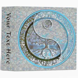 Tree of Life Yin Yang Blue 3 Ring Binder