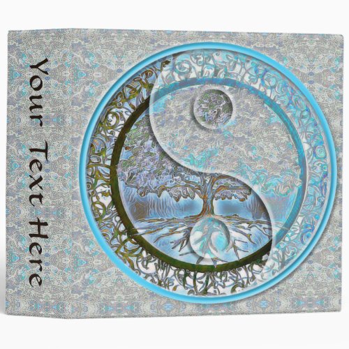 Tree of Life Yin Yang Blue 3 Ring Binder