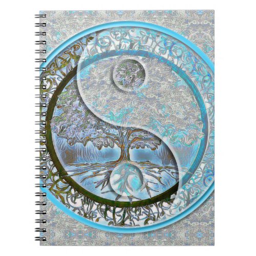 Tree of Life Yin Yang Blue Notebook