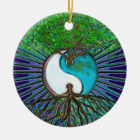 Tree of Life Yin Yang Ceramic Ornament