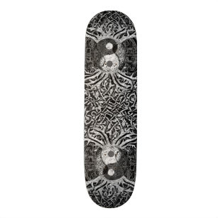 Tree of Life Yin Yang in Black and White Skateboard