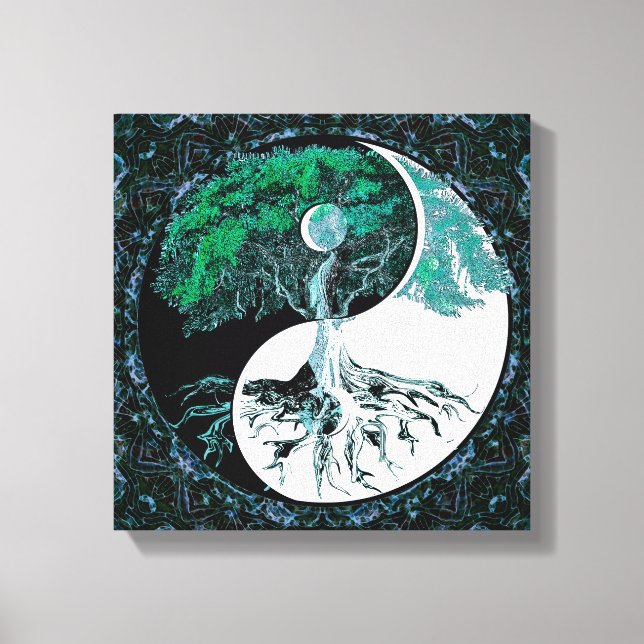 Tree of Life Yin Yang Moonlight Night Canvas Print (Front)
