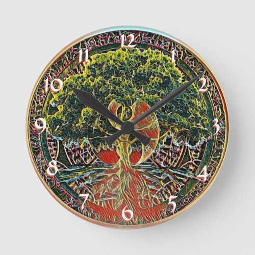 Tree of Life Yin Yang Round Clock