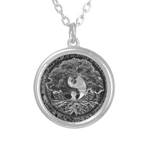 Tree of Life Yin Yang Silver Plated Necklace