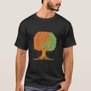 Tree Of Life Yin Yang Symbol Tao Taijitu Yoga Peac T-Shirt
