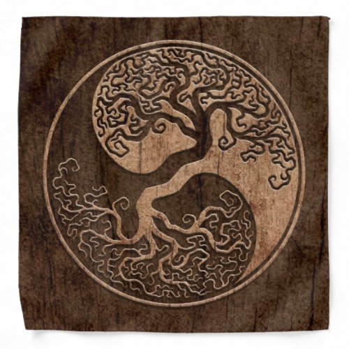 Tree of Life Yin Yang with Wood Grain Effect Bandana