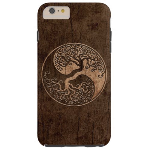 Tree of Life Yin Yang with Wood Grain Effect Tough iPhone 6 Plus Case