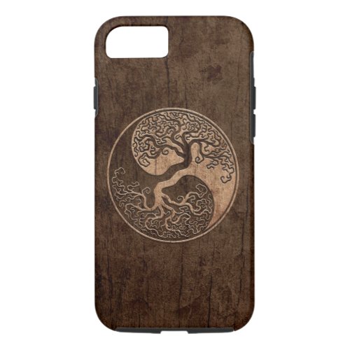Tree of Life Yin Yang with Wood Grain Effect iPhone 87 Case