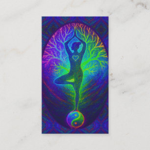 Tree of Life Yoga in Rainbow Colors Business Card