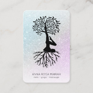 *~* Tree of Life Yoga Pastel Glitter Man Woman Business Card