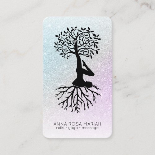   Tree of Life Yoga Pastel Glitter Man Woman  S Business Card