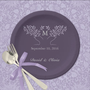 Tree of Live Eggplant Wedding Paper Plates