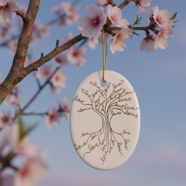 Tree of Love Cute Meaningful Personalized Photo Ceramic Ornament (Creator Uploaded)