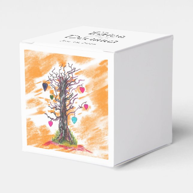 Tree of Love Orange Favor Boxes (Front Side)