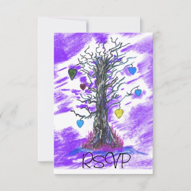 Tree of Love Purple RSVP Card (Front)