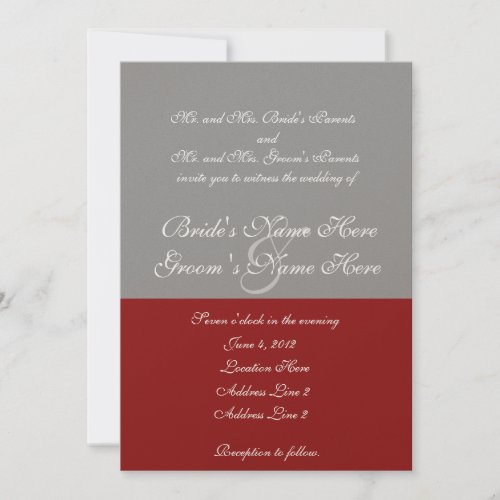 Tree of Love Red Gray Wedding Invitation