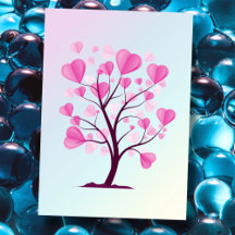 Tree of Love Tree of Hearts Pink Pastel Watercolor
