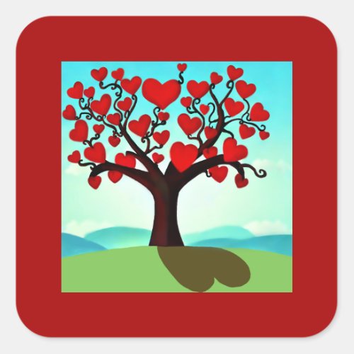 Tree of love _ tree of love square sticker